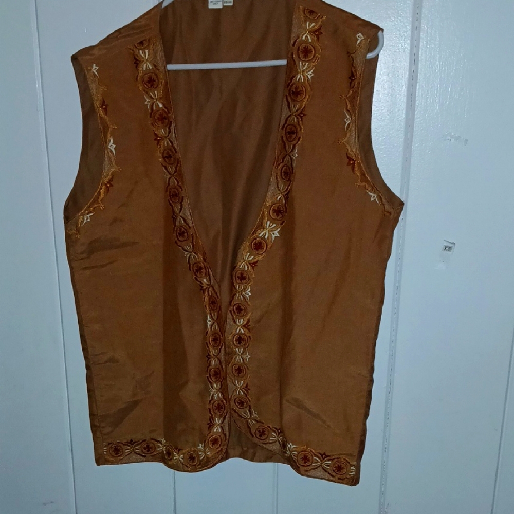 Embroidered Brown Vest